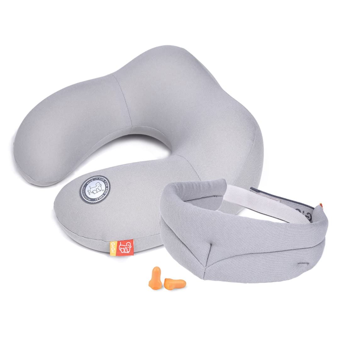 GiGi (G-1333) Car Neck Pillow with Memory Foam Neck Support for Car + Ear Pad + Eye Pad