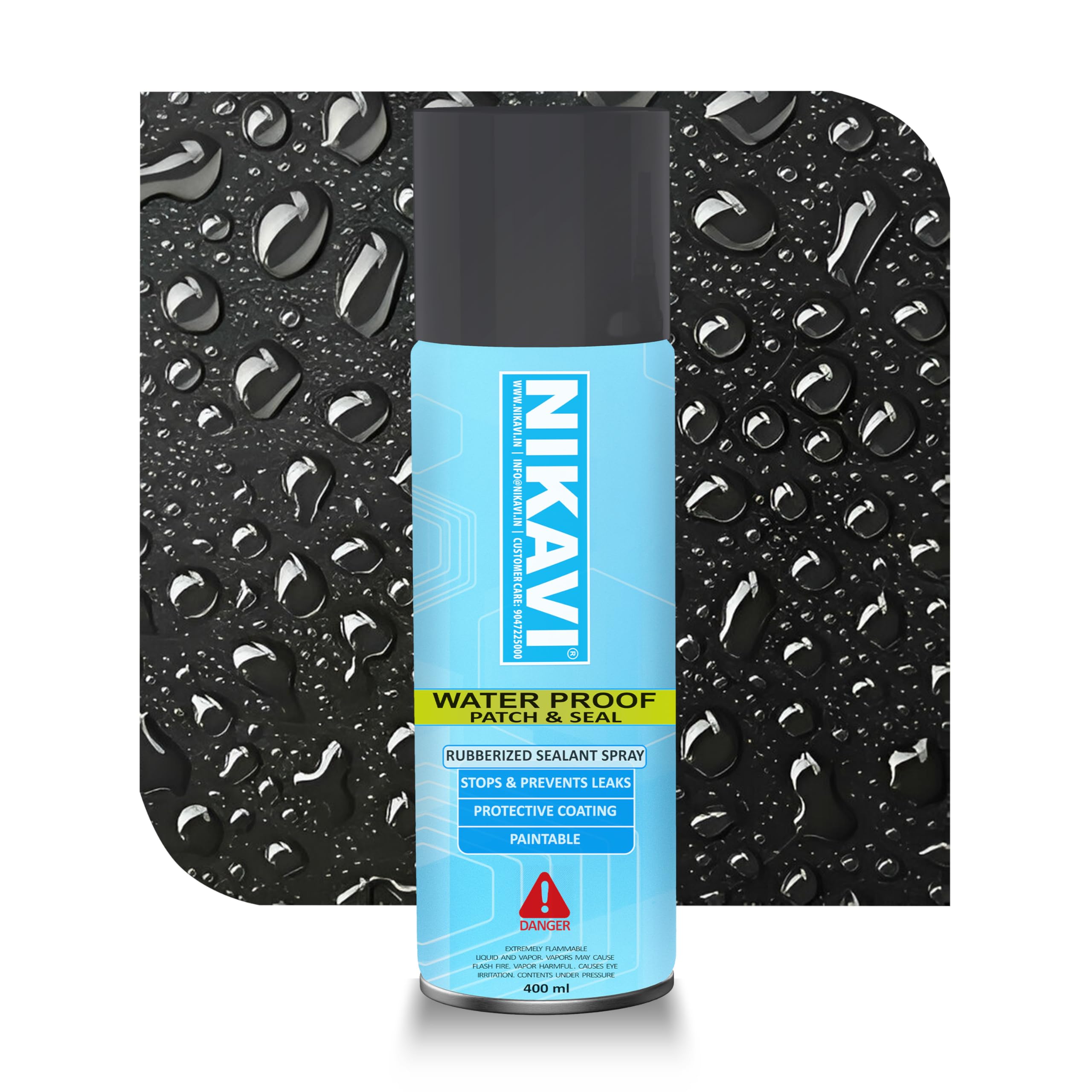 NIKAVI 400 ml  Waterproof Patch & Seal Spray Rubber Flexx Repair & Sealant for Indoor, Outdoor Use Rubber Coating Spray  - black