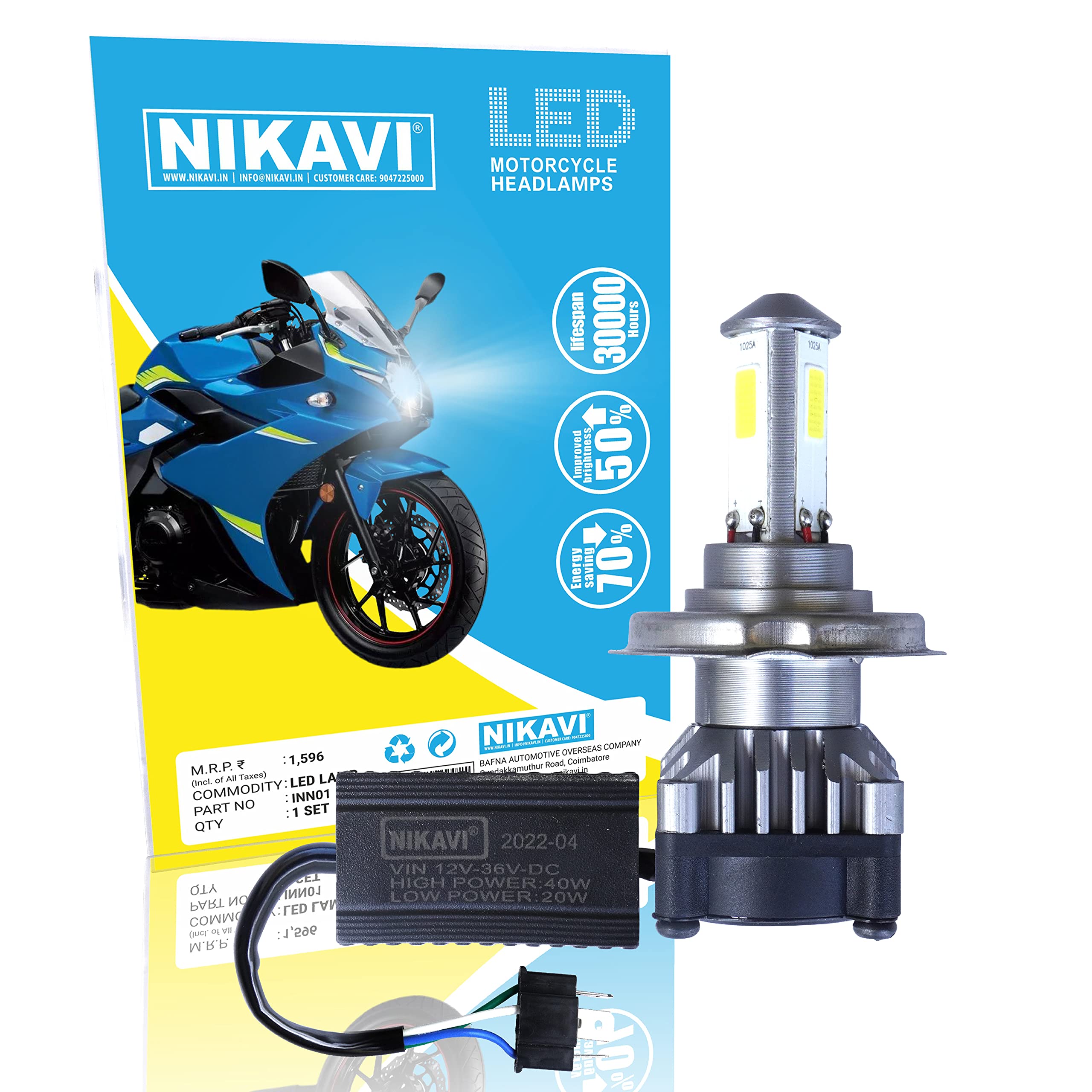 NIKAVI INNO1 LED Headlamp for Two Wheeler