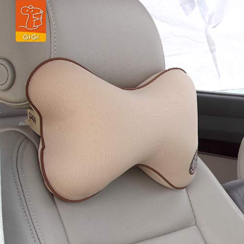 GiGi G-1063A Pure Memory Foam and Ergonomic Design Car Seat Neck Rest Cushion, Head Rest Pillow for Cervical Pain Relief - apricot