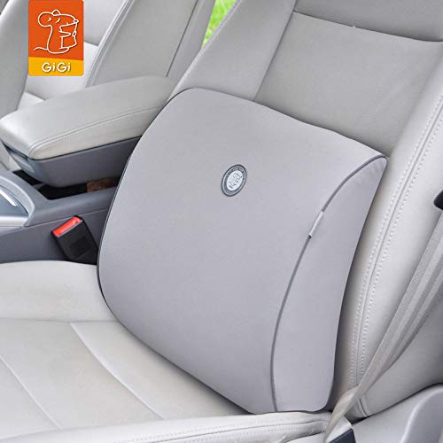 GiGi G-1066C 100% Pure Memory Foam Back Cushion, Orthopedic Design for Lower Back Pain Relief-Lumber Support Pillow Ideal for Home/Office Chair, Car Seat - gray