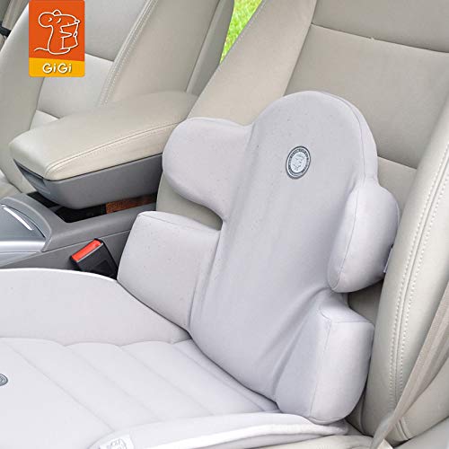 GiGi (G-1068 Lumbar Support for Office Chair | Back Pillow for Car | Memory Foam Orthopedic Cushion - Provides Low Back Support | Improves Posture | Washable Cover - gray