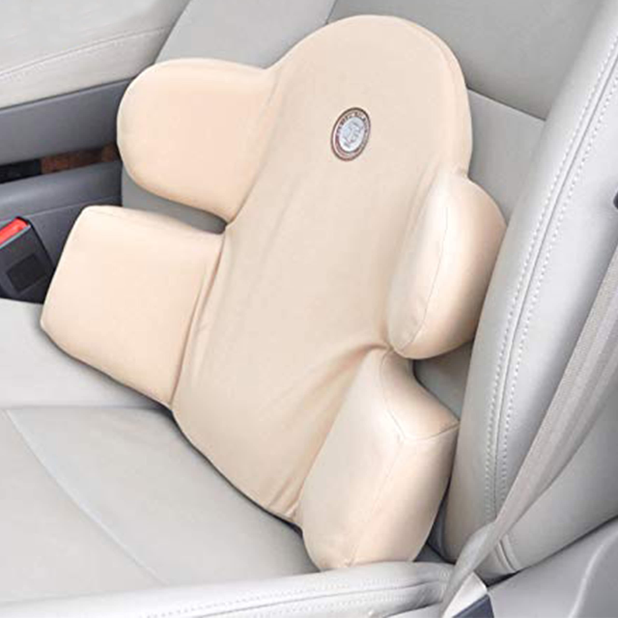 GiGi (G-1068 Lumbar Support for Office Chair | Back Pillow for Car | Memory Foam Orthopedic Cushion - Provides Low Back Support | Improves Posture | Washable Cover - apricot