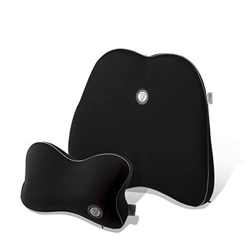 GiGi G-1077/1078 100% Pure Memory Foam and Ergonomic Design Car Seat Neck Rest Cushion and Back Rest Cushion Head Rest Pillow for Car - black