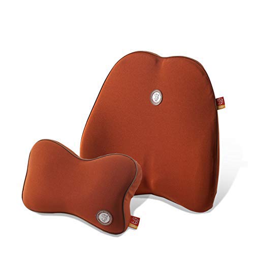 GiGi G-1077/1078 100% Pure Memory Foam and Ergonomic Design Car Seat Neck Rest Cushion and Back Rest Cushion Head Rest Pillow for Car - brown