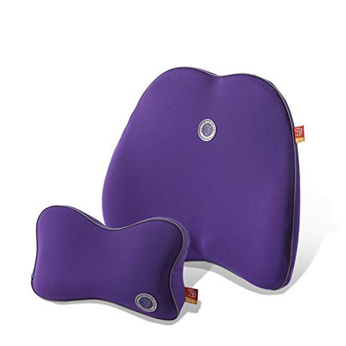 GiGi G-1077/1078 100% Pure Memory Foam and Ergonomic Design Car Seat Neck Rest Cushion and Back Rest Cushion Head Rest Pillow for Car - purple
