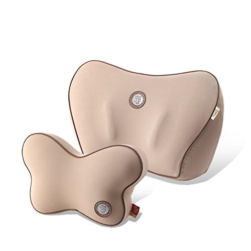 GiGi G-1079/1109 100% Pure Memory Foam and Ergonomic Design Car Seat Neck Rest Cushion and Back Rest Cushion Head Rest Pillow for Cervical Pain Relief - beigee