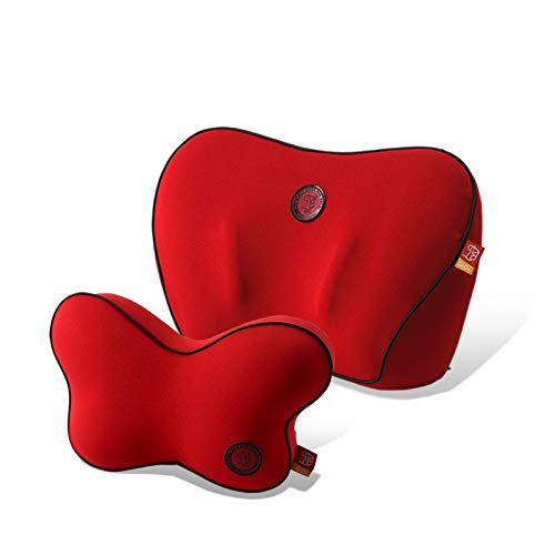 GiGi G-1079/1109 100% Pure Memory Foam and Ergonomic Design Car Seat Neck Rest Cushion and Back Rest Cushion Head Rest Pillow for Cervical Pain Relief - crisis red