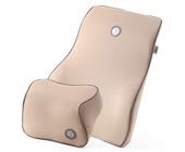 GiGi G-1107/1110 100% Pure Memory Foam and Ergonomic Design Car Seat Neck Rest Cushion and Back Rest Cushion Head Rest Pillow for Cervical Pain Relief - beigee