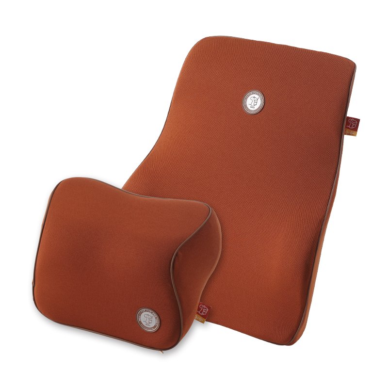 GiGi G-1107/1110 100% Pure Memory Foam and Ergonomic Design Car Seat Neck Rest Cushion and Back Rest Cushion Head Rest Pillow for Cervical Pain Relief - brown