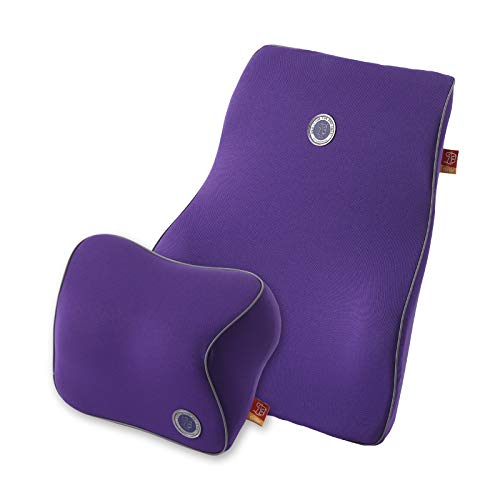 GiGi G-1107/1110 100% Pure Memory Foam and Ergonomic Design Car Seat Neck Rest Cushion and Back Rest Cushion Head Rest Pillow for Cervical Pain Relief - purple