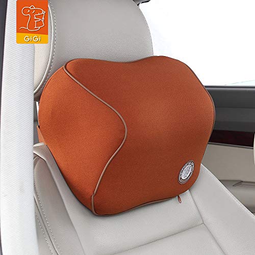 GiGi G-1107 Driving Comfortable and Soft NASA Memory Foam Car Neck Pillow|Full Surround car headrest of seat|Head Pillow|Rest Pillow|Protect Neck&Vertebra in Travel/Office/Home/car - brown