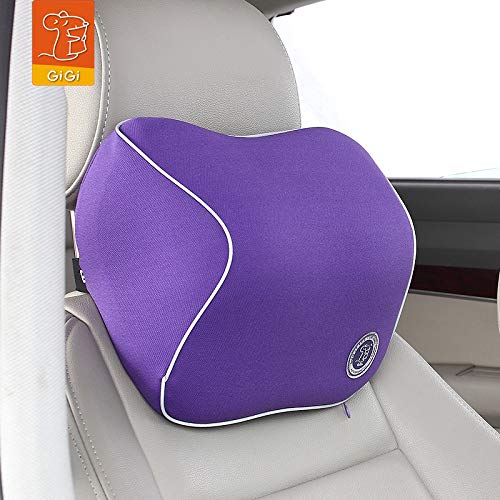 GiGi G-1107 Driving Comfortable and Soft NASA Memory Foam Car Neck Pillow|Full Surround car headrest of seat|Head Pillow|Rest Pillow|Protect Neck&Vertebra in Travel/Office/Home/car  - purple
