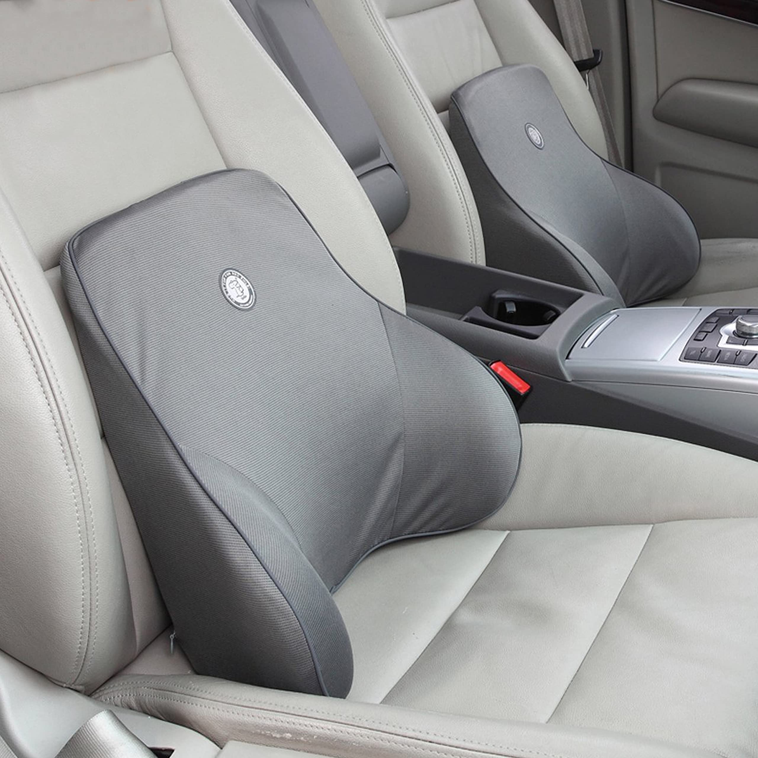Gigi (G-1336) Lumbar Support for Office Chair | Back Pillow for Car | Memory Foam Orthopedic Cushion - Provides Low Back Support | Improves Posture | Washable Cover - gray