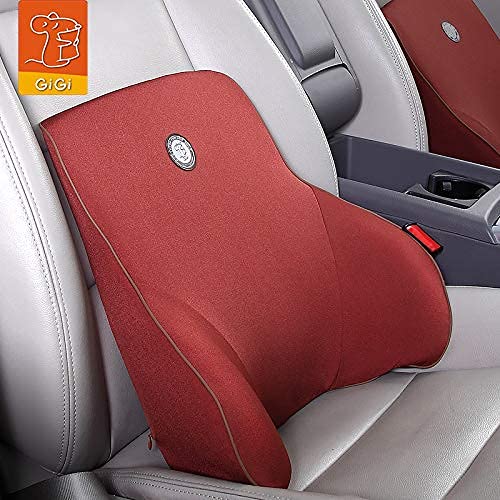 Gigi (G-1426) Lumbar Support for Office Chair | Back Pillow for Car | Memory Foam Orthopedic Cushion - Provides Low Back Support | Improves Posture | Washable Cover - brown