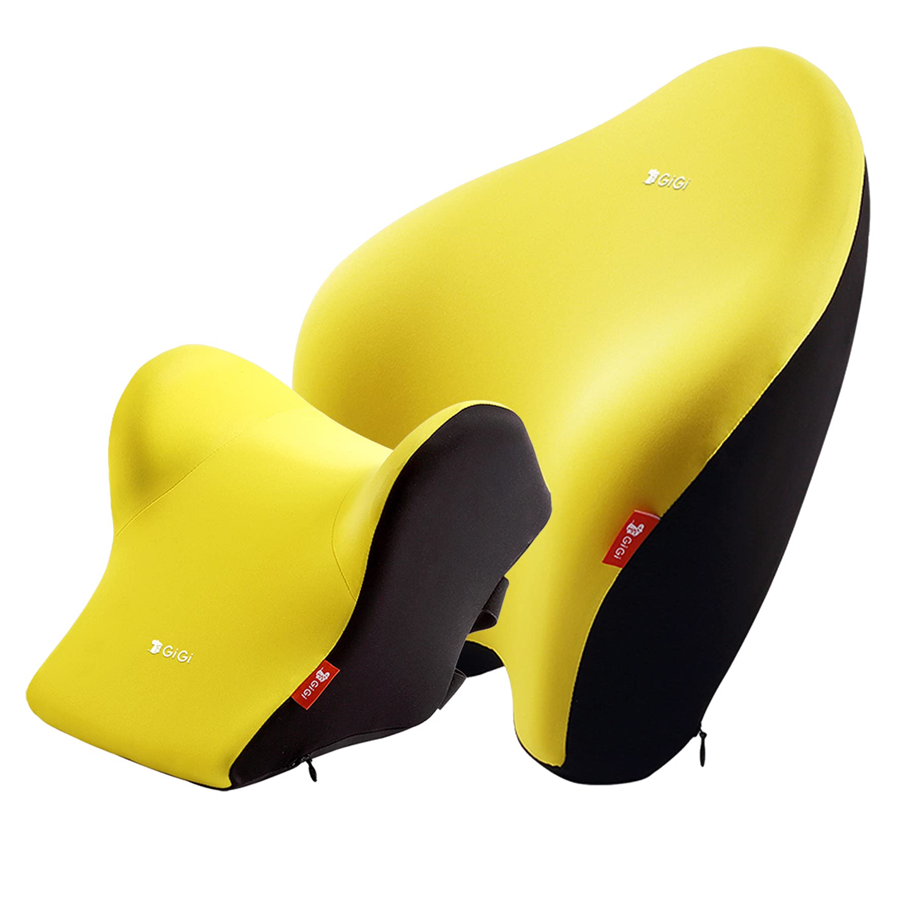 GiGi Memory Foam Back Lumbar Support and Headrest Pillow for Car - G-1668/1669 - yellow.