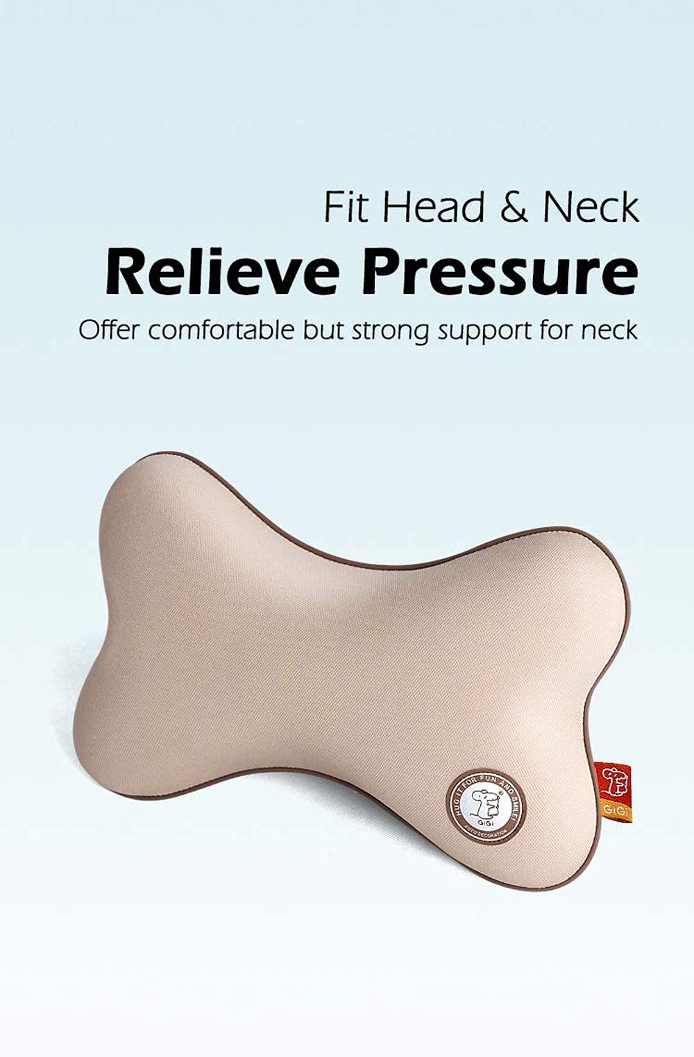 GiGi G-1063A Pure Memory Foam and Ergonomic Design Car Seat Neck Rest Cushion, Head Rest Pillow for Cervical Pain Relief - crisis red
