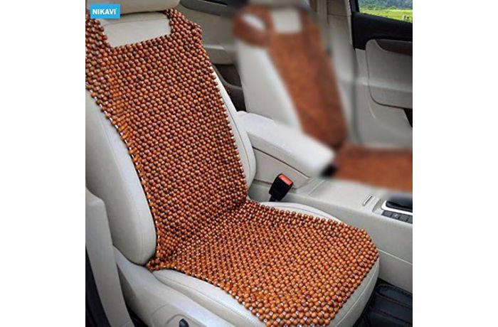 NIKAVI Natural Bamboo Wood Car Seat Mat Comfort Breathable Non Slip Seat Cushion car Home Office Chair Brown Pack of 1