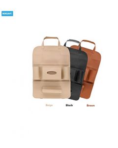 NIKAVI Car Back Seat Organizer - Universal Fit Back Seat Storage Cover, PU Leather Back Seat Organizer Kiks Mats for Toys, Bottles, Mobiles 22 x 19 Inch Pack of 1