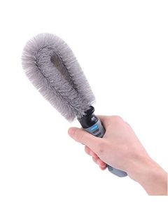 NIKAVI Universal Car Wheel Tire Rim Washing Cleaning Brush, Anti-Slip Grip Black (Set of 2)