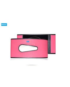 NIKAVI Leather Hanging Tissue Paper Holder for Car Back Seat Headrest Hanging Tissue Holder Case Mount, Multi-use Car Tissue Paper Box with Temporary Parking Card for Car & Truck Decoration (Pink)