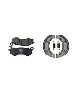NIKAVI Motorcycle Front & Rear (Combo) Brake Pad + Brake Shoe Set Compatible for Honda Trigger (DP16+BSS01)