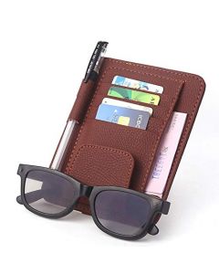 NIKAVI Universal Fit Car Sun Visor Organizer Holder | PU Leather Multi-Function Glasses, Pen and Card Clip Holder | Multicolor