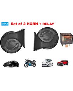 NIKAVI (WTH0N + RL12) Universal Fit Auto Car Vehicle Horn, 12V Loud Dual-Tone Electric Snail Air Horn For Cars,and Wiring Relay Kit for Motorcycle and Car (Horn & Relay)