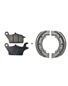 NIKAVI Motorcycle Front & Rear (Combo) Brake Pad + Brake Shoe Set Compatible for Suzuki Access (DP24+BSS02)