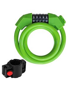 NIKAVI M3 Bicycle Lock Bicycle Five-Digit Code Lock Mountain Bike Color Wire Lock Security Anti-Theft (Green)