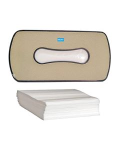 NIKAVI Leather Card Clip Car Visor Tissue Holder Mount, Hanging Tissue Holder Case for Car Seat Back, Multi-use Paper Towel Cover Case with One Tissue Refill for Car & Truck Decoration 