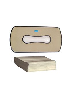 NIKAVI Leather Card Tissue Paper Car Back Seat Headrest Hanging Tissue Holder Case Mount, Multi-use Car Tissue Paper Holder with One Tissue Refill for Car & Truck Decoration (Beige)