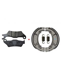 NIKAVI Front & Rear (Combo) Brake Pad + Brake Shoe Set Compatible for Honda Unicorn (DP2+BSS01)