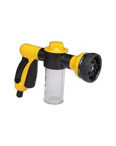 NIKAVI Foam Sprayer Garden Hose Spray Nozzle Car Wash Foam Gun 8 Way Spray Pattern with 100cc Soap Dispenser Bottle Car Washing, Plants Watering and Pets Showering (Yellow)