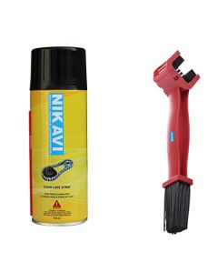 NIKAVI (CL + BCA13) Foaming Chain Lube Chain Lubricants Spray - 400ml + Chain Cleaning Brush