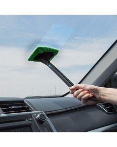 NIKAVI Window Windshield Cleaning Tool Microfiber Cloth Car Cleanser Brush with Detachable Handle Auto Inside Glass Wiper Interior Accessories Car Cleaning Kit (GREEN)