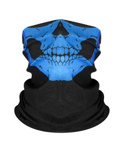NIKAVI Seamless multifunctional magic headscarf riding mask to keep warm, Halloween props, skull and changeable face mask Blue