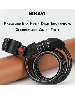 NIKAVI M3 Bicycle Lock Bicycle Five-Digit Code Lock Mountain Bike Color Wire Lock Security Anti-Theft (Blue)