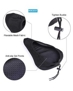 NIKAVI Bike Seat Cushion-Extra Soft Gel Bicycle Seat, 11 x 7 inch Wide Gel Soft Pad Bicycle Saddle Cushion with Water and Dust Resistant Cover (Black) 3 Model