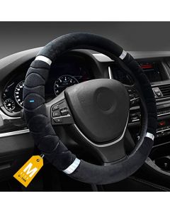 NIKAVI Silk Steering Wheel Cover (Medium -O)(38cm) Black