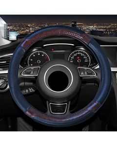 NIKAVI Universal Luxury Microfiber Leather Round Shape Auto Car Steering Wheel Cover, Wheel Productor 15 inch (Small Size (Black)