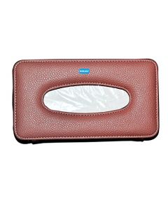 NIKAVI Leather Strap Tissue Paper Box Cover Holder for Cars (Brown)