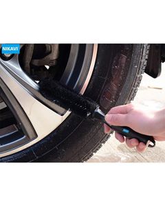 NIKAVI Car Wheel Rim Cleaning Brush, Truck Motorcycle Rim Cleaning Scrub Brush Tool (Black)