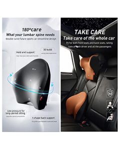 GiGi Memory Foam Back Lumbar Support and Headrest Pillow for Car - G-1668/1669 (Silver)