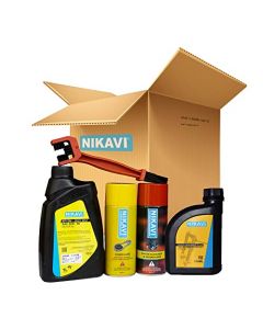 NIKAVI 20W-40 Engine Lubricant Oil - 1 Litre + Shock Absorber Fluid Fork Oil - 350ml + Chain Cleaner & Degreaser + Chain Lube + Chain Cleaning Brush (Combo-5Pc) (CL + CC + BCA13 + SGO35 + 1L20W40)