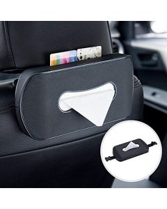 NIKAVI Leather Card Tissue Paper Car Back Seat Headrest Hanging Tissue Holder Case Mount, Multi-use Car Tissue Paper Holder with One Tissue Refill for Car & Truck Decoration (Black)