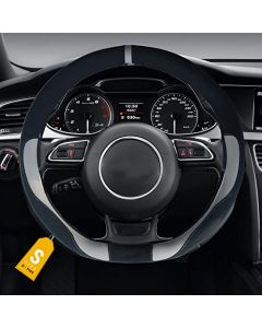 NIKAVI HF-06 Steering Wheel Cover (Small -D)(36 cm) Black Grey