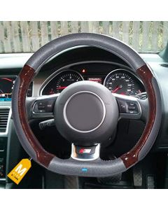 NIKAVI Luxury Steering Wheel Cover (Medium -D)(38cm) Grey