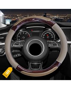 NIKAVI Luxury Steering Wheel Cover (Small- O)(36cm) Beige