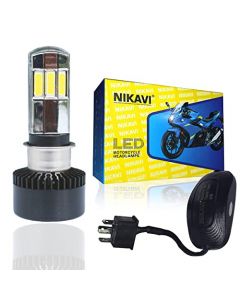 NIKAVI LED Headlights AC/DC Bulbs for Motorcycle - Low and High Beam Bulbs (N02M)